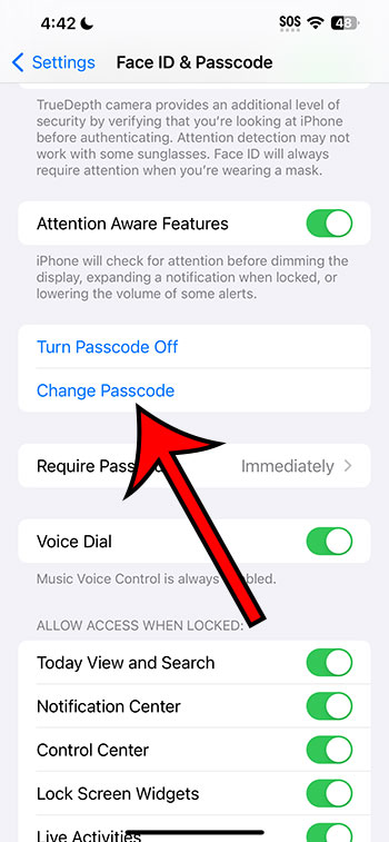 how to change passcode on iPhone 14