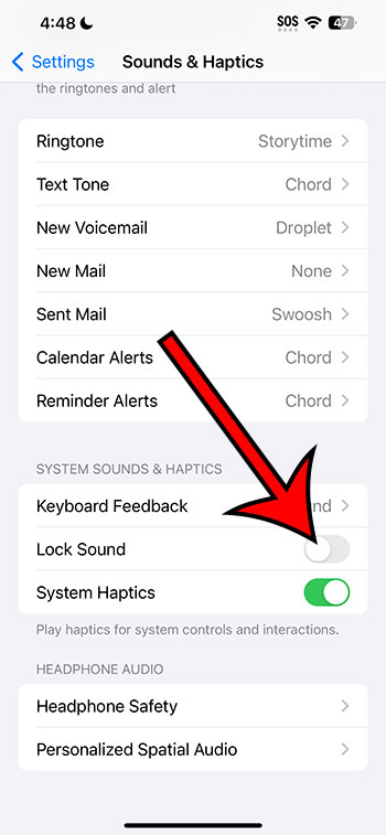 how to turn off lock sound on iPhone 14